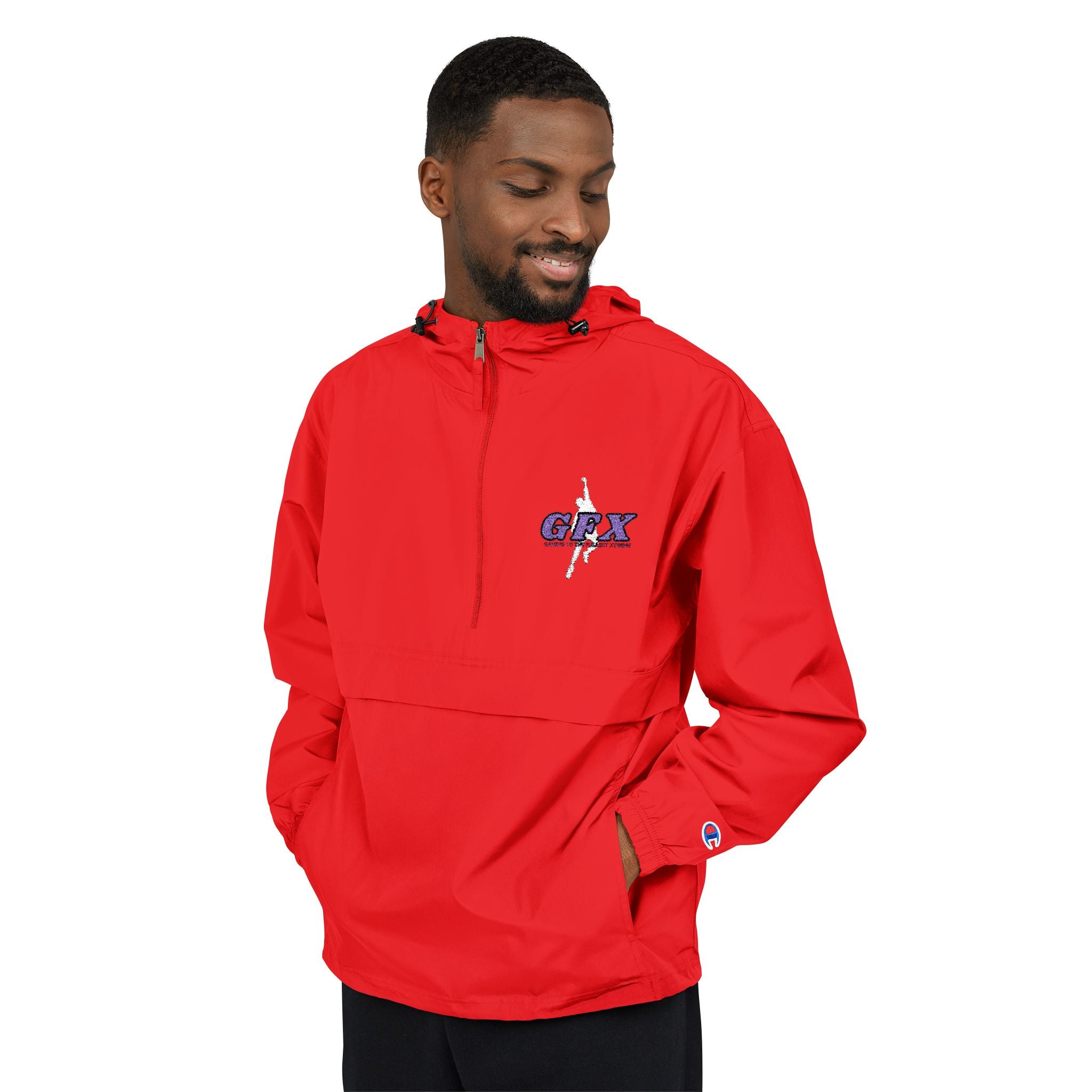 GFX SIGNATURE LOGO HYPEMAN (WHT/VI)  Champion Unisex Packable Anorak Jacket