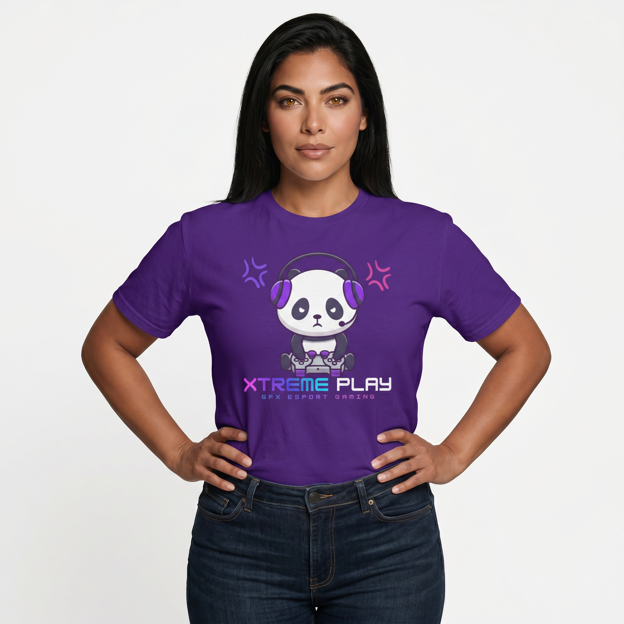 Generated by Modelfy for XTREME PLAY FOCUSED PANDA SHORT SLEEVE T-SHIRT