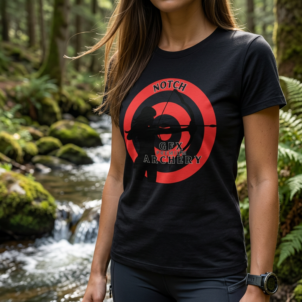 Generated by Modelfy for GFX ARCHERY NOTCH / DRAW-WEIGHT Short-Sleeve Unisex T-Shirt
